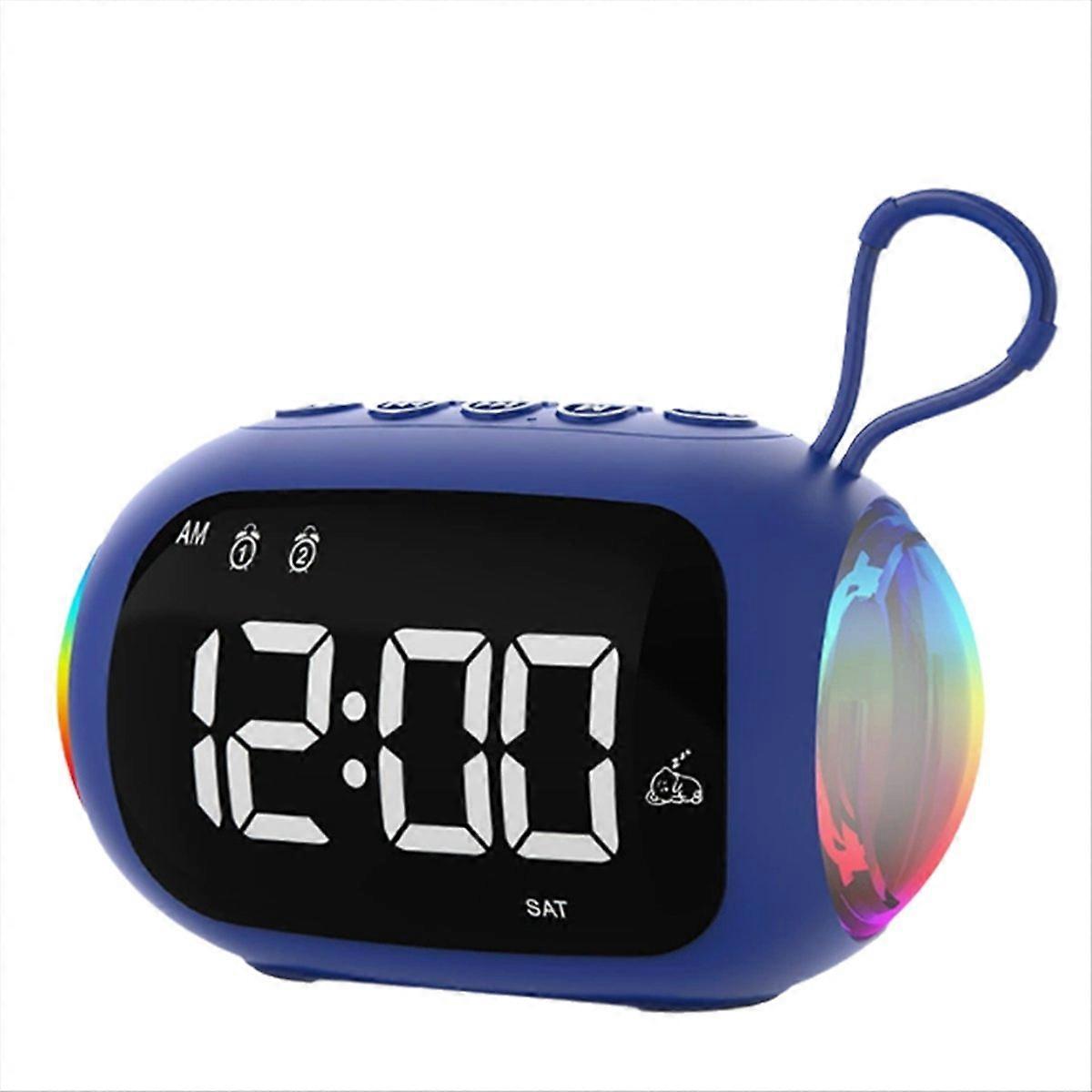 Tragbares Radiowecker Mit Fm-radio, Bluetooth-lautsprechern, Farbiger Beleuchtung, Subwoofer, Display Mit Variabler Helligkeit, Dual-alarm Und Musikplayer.