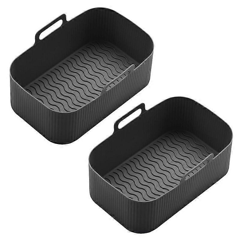 Set Aus 2 Silikon-heißluftfritteusen-töpfen Mit Schwarzer Silikonauskleidung