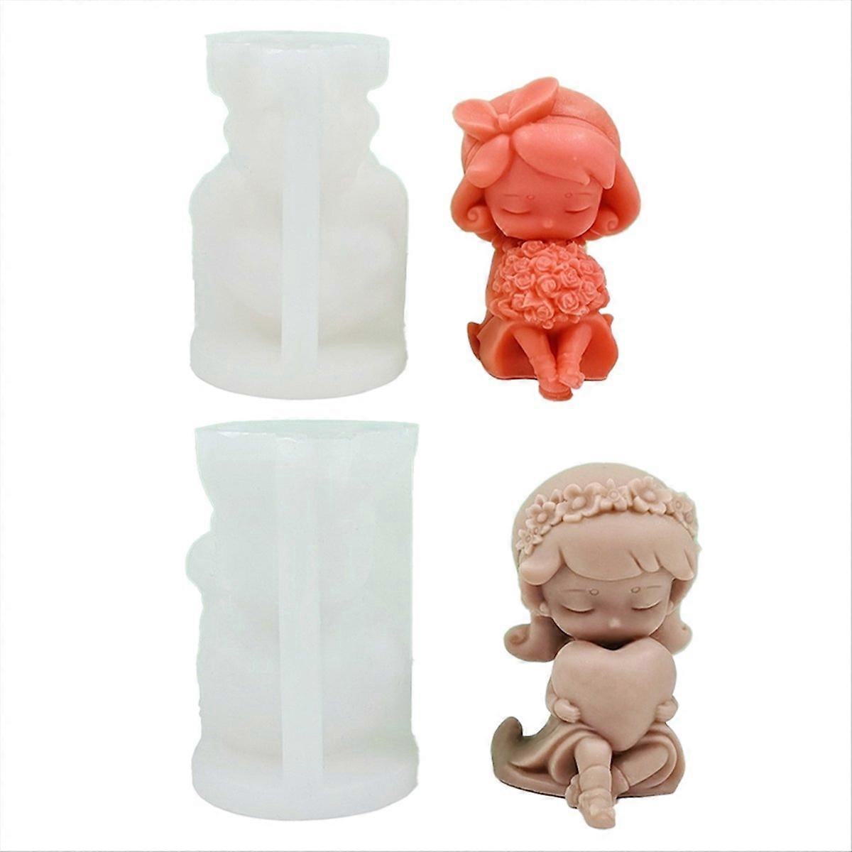 3d-silikonform Für Kerzen In Herz- Und Rosenform (2er-set), Für Gipsharz.