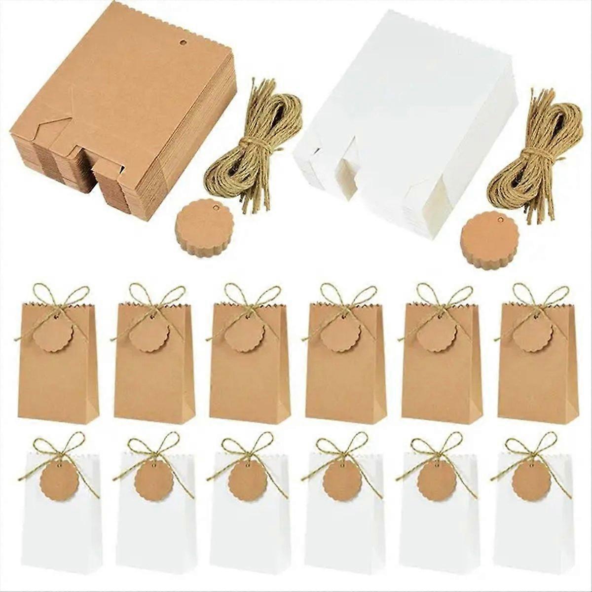 Set Mit 50 Geschenkboxen Aus Kraftpapier Mit Kordel, Retro-verpackung Für Süßigkeiten Und Kekse