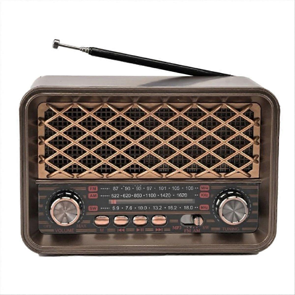 Tragbares Retro-bluetooth-radio Mit Fm/am/sw-empfang, Led-beleuchtung, Tf-karten-, Usb- Und Aux-anschluss Sowie Klassischem Kabellosem Lautsprecher