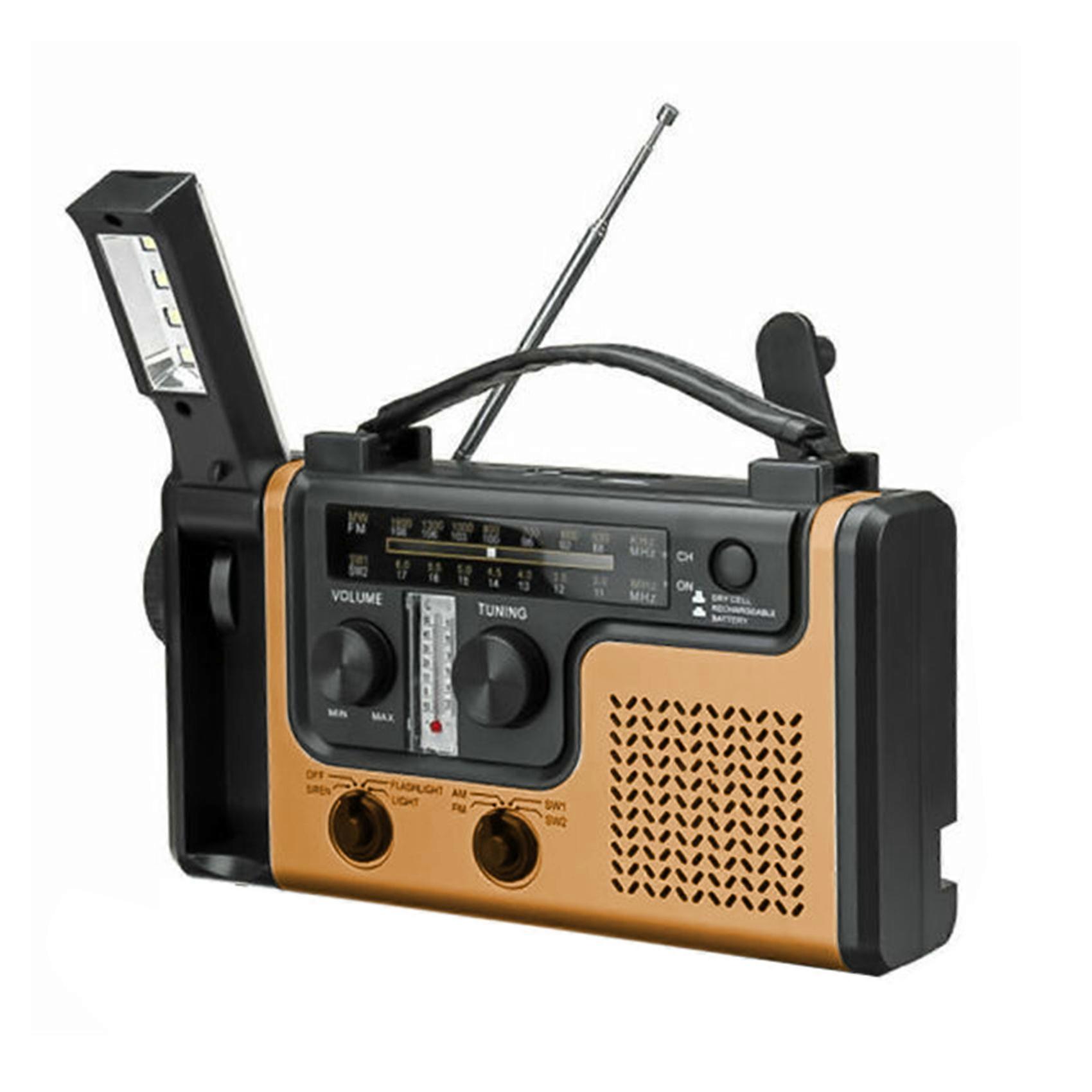 Notfallradio Mit Solar- Und Handkurbelladegerät, Am/fm-radio, Led-taschenlampe Und Externem Akku