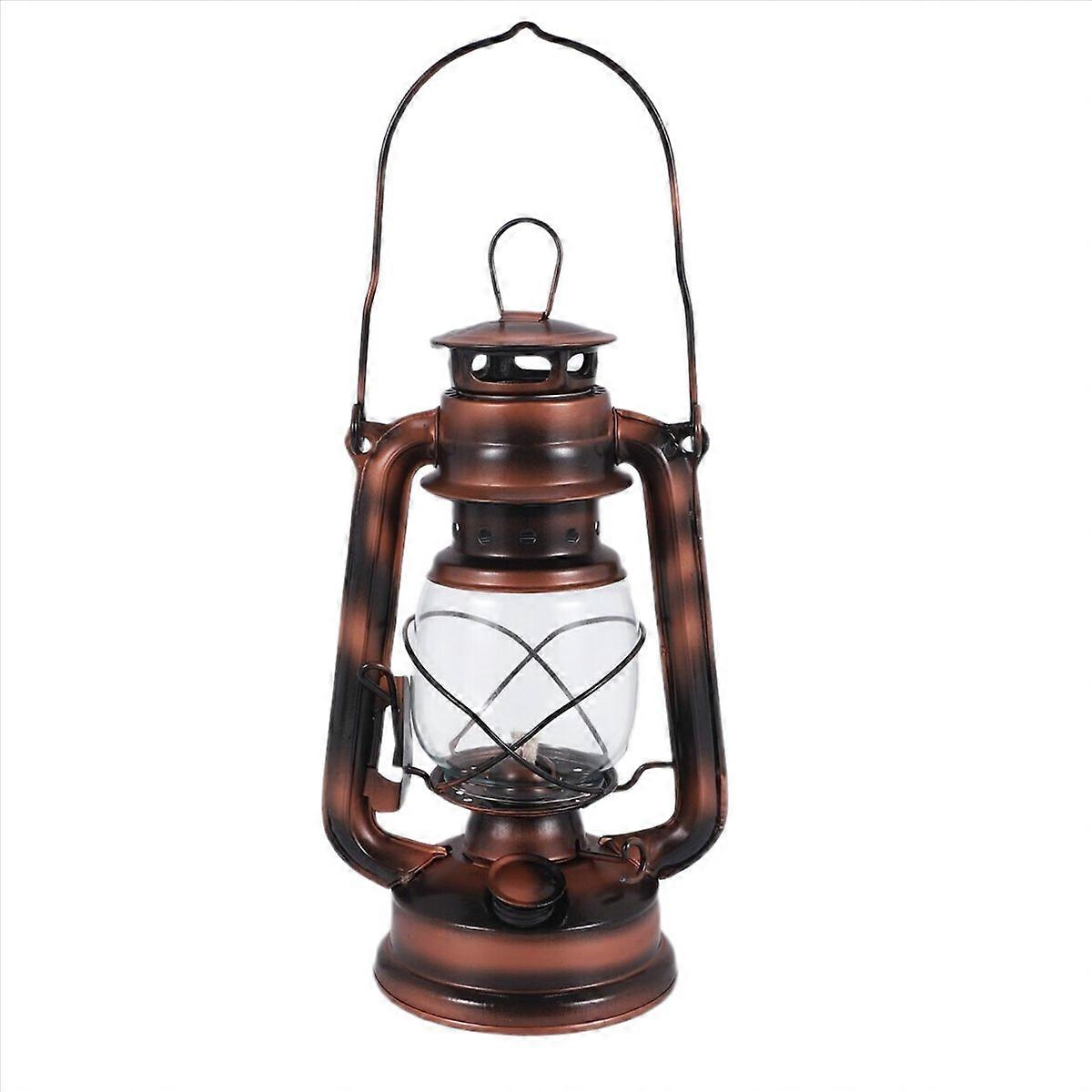 25 Cm Große, Eisenbeschichtete Bronze-öllampe (mit Deckel) – Wasserdicht – Campinglampe