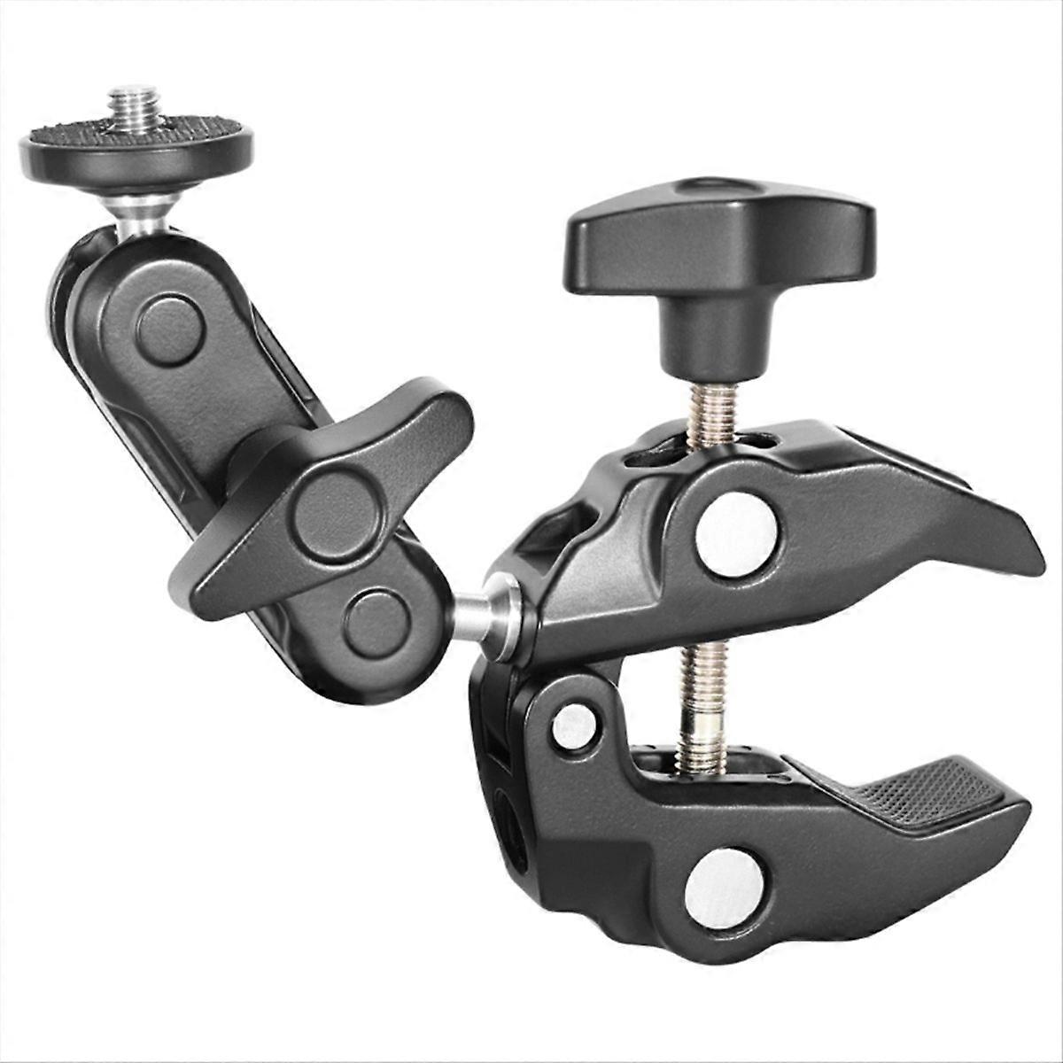 Robuste Metallklemme, 360°-kugelkopf, Magic Arm, Doppelkugelkopfadapter, 1/4"-schraube, 3/8"-gewinde, Für Kamera, Monitor, Led-beleuchtung