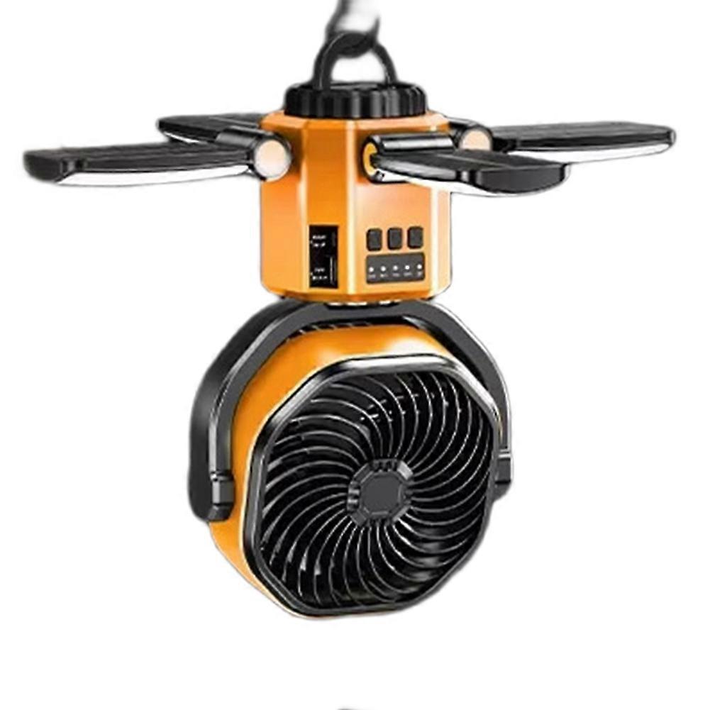 Benutzerfreundlicher Solar-campingventilator Mit 6000-mah-akku, Zeltventilator Mit Licht, 4 Einstellbare Geschwindigkeitsstufen, A