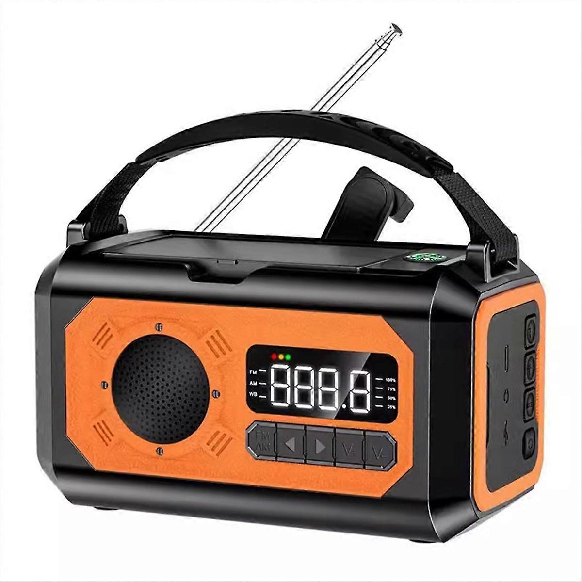 12000mah Handkurbel-solarradio Mit Wetterfunktion, Am/fm/noaa-empfang, Sos-notrufalarm Und Camping-leselampe (orange)