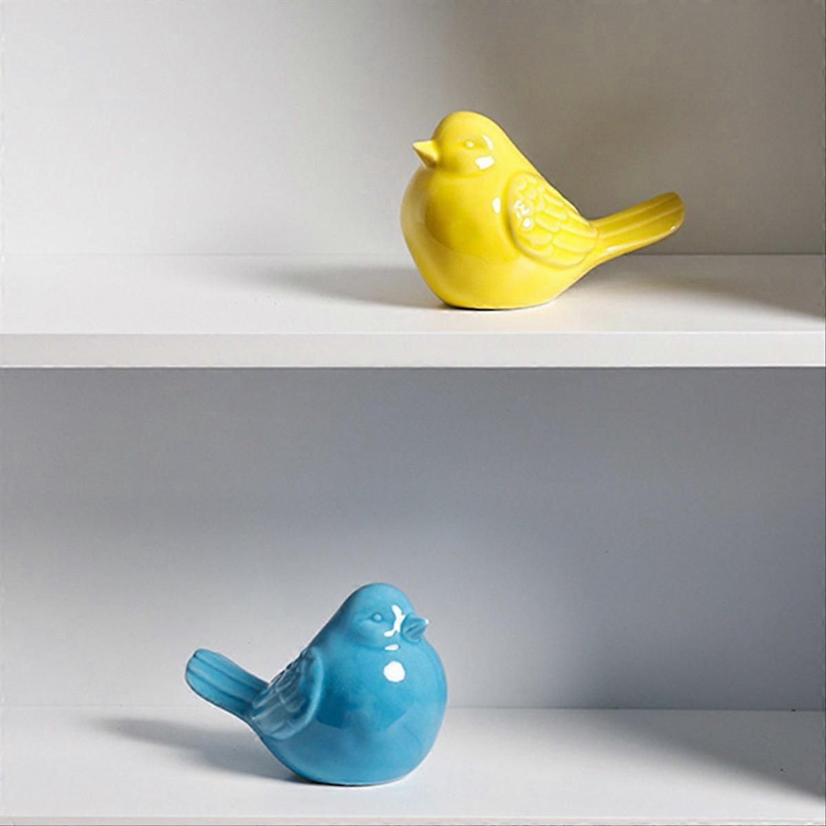 Set Mit 2 Keramik-wc-schraubendeckeln Mit Vogelmotiv