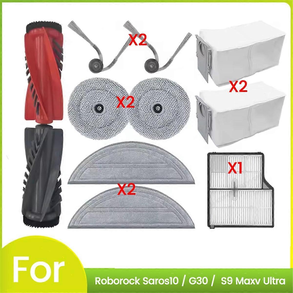 Zubehörset Für Den Staubsauger Saros10 / G30 / S9 Maxv Ultra: Hauptseitenbürste, Hepa-filter, Reinigungstuch Und Staubbeutel.