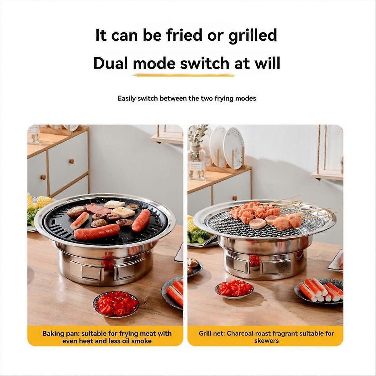 Multifunktionaler Koreanischer Holzkohlegrill Mit 33 Cm Durchmesser (13 Zoll), Tragbar Und Ideal Für Camping, Picknicks Und Den Innenbereich.