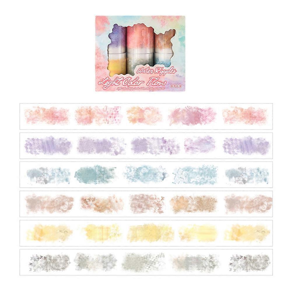 Packung Mit 6 Rollen Transparentem Pet-klebeband, Vorgestanzten Und Farbigen Aquarellaufklebern Zum Journaling Und Scrapbooking.