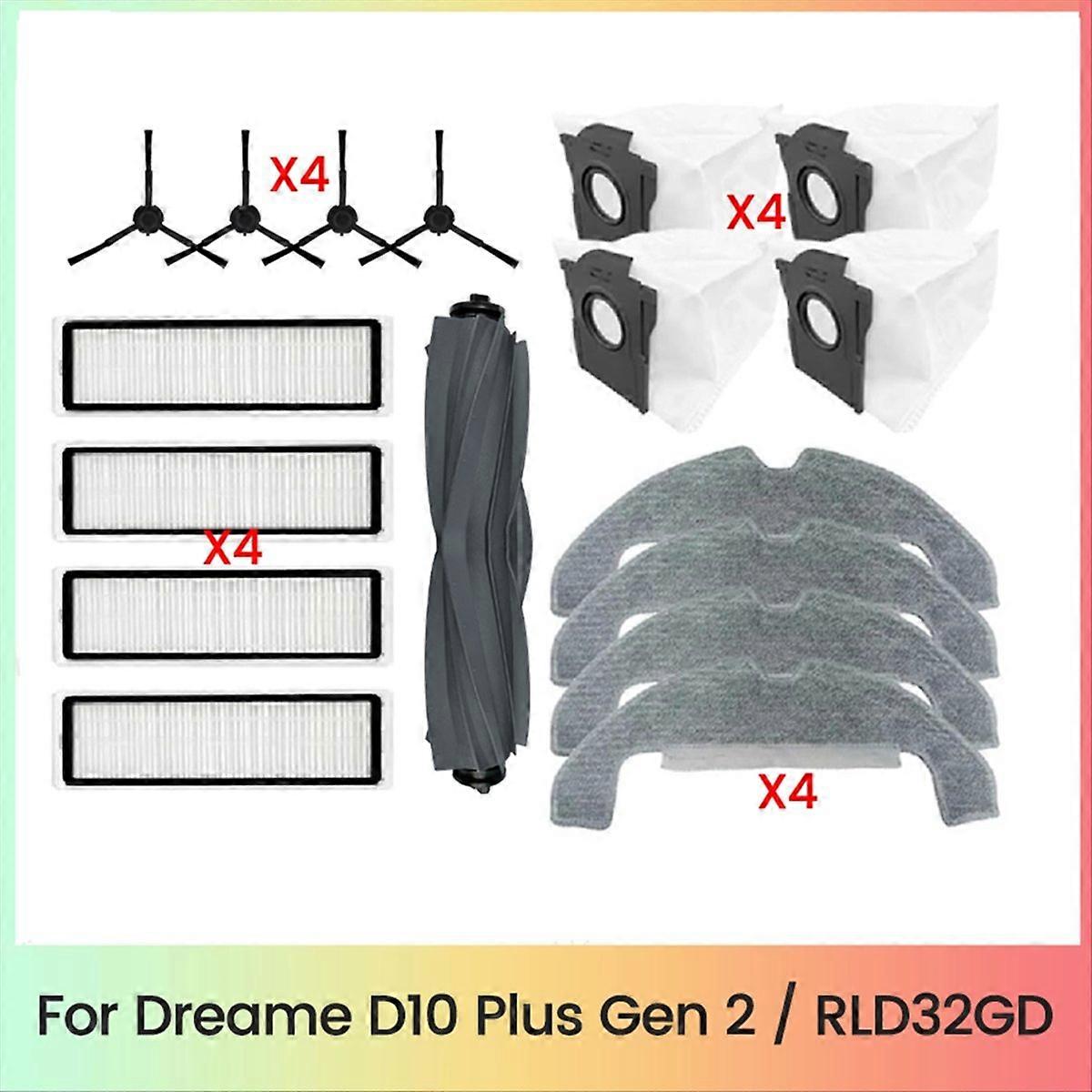 Packung Mit 17 Ersatzfiltern, Staubbeuteln Und Tüchern Für Die Hauptseitenbürste, Kompatibel Mit Dem Staubsaugerzubehör D10 Plus Gen 2/rld32gd