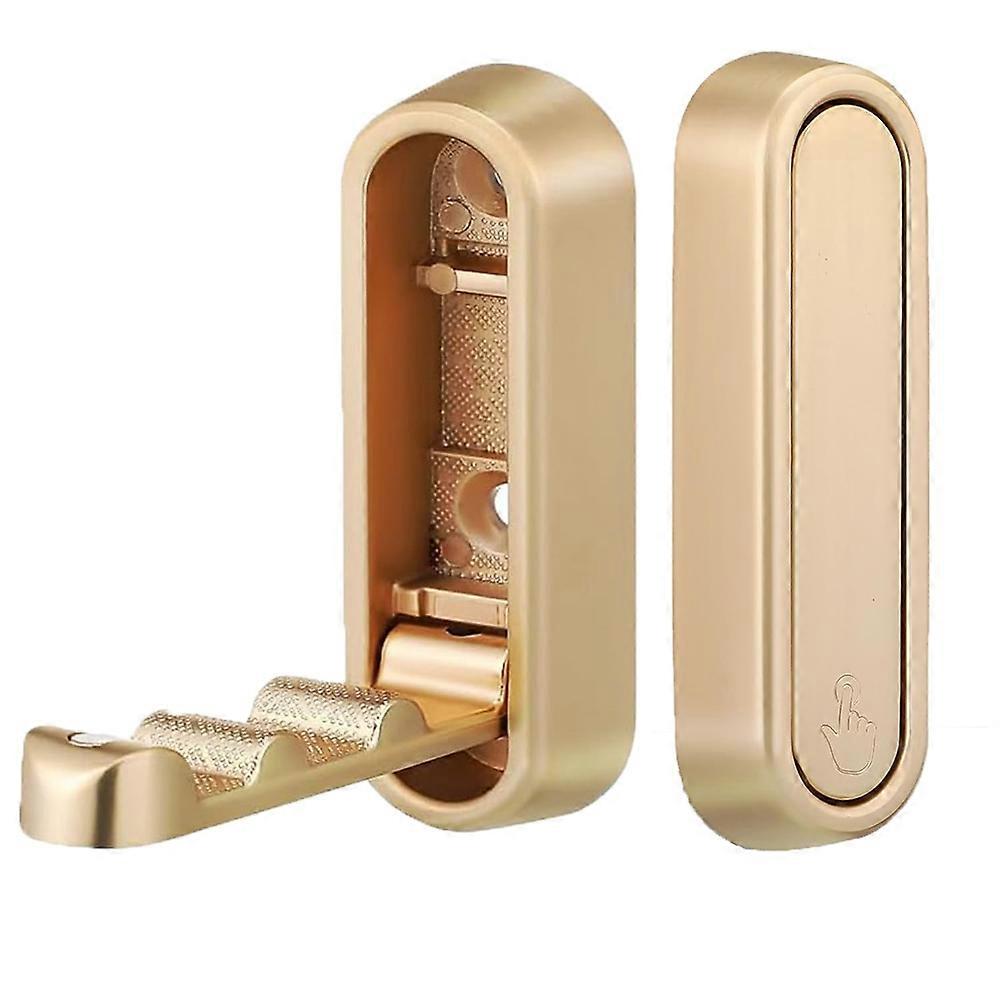 Set Mit 2 Goldenen, Klappbaren Wandhaken, Metall-wandhalterung Für Badezimmer, Küche, Schlafzimmer - Platzsparend, Für Handtücher