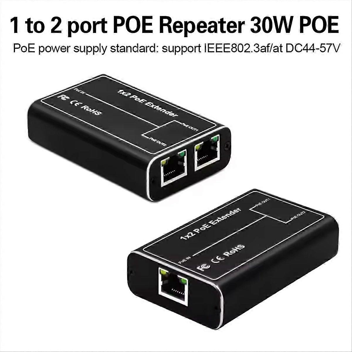 Gigabit-poe-repeater Mit 2 Ports (100/1000 Mbit/s, 30 W, Ieee 802.3af/at), Plug & Play Für Poe-switches, Nvrs Und Ip-kameras