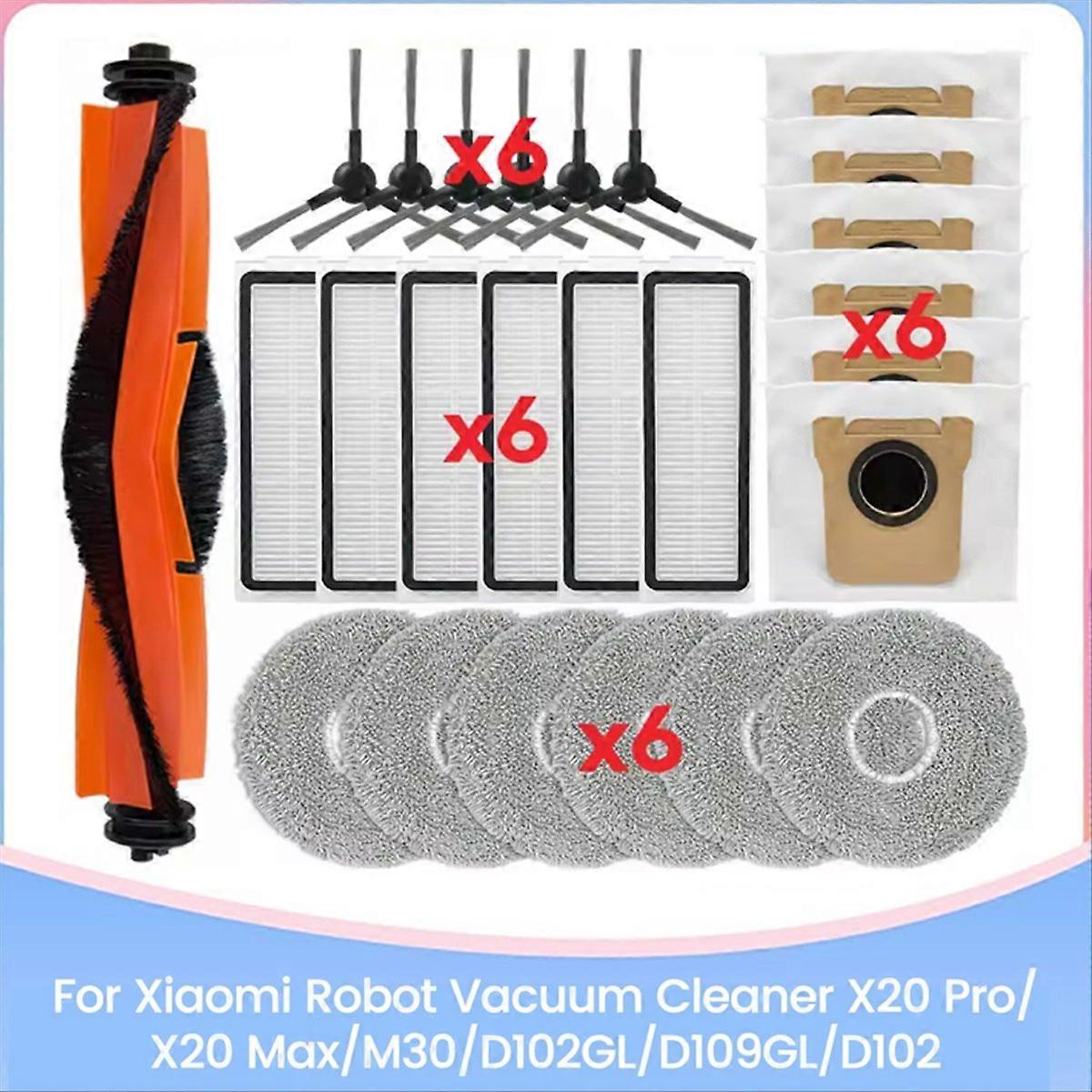 25-teiliges Set Für X20 Pro/x20 Max/m30/d102gl/d109gl/d102 Saugroboter: Bürste, Filter, Wischtuch Und Staubbeutel.