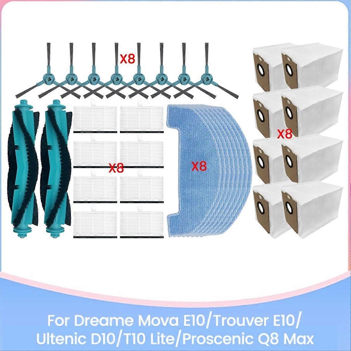 34 Ersatzteile Für E10/find E10 D10/t10 Lite Q8 Max: Bürste, Hepa-filter, Staubbeutel.