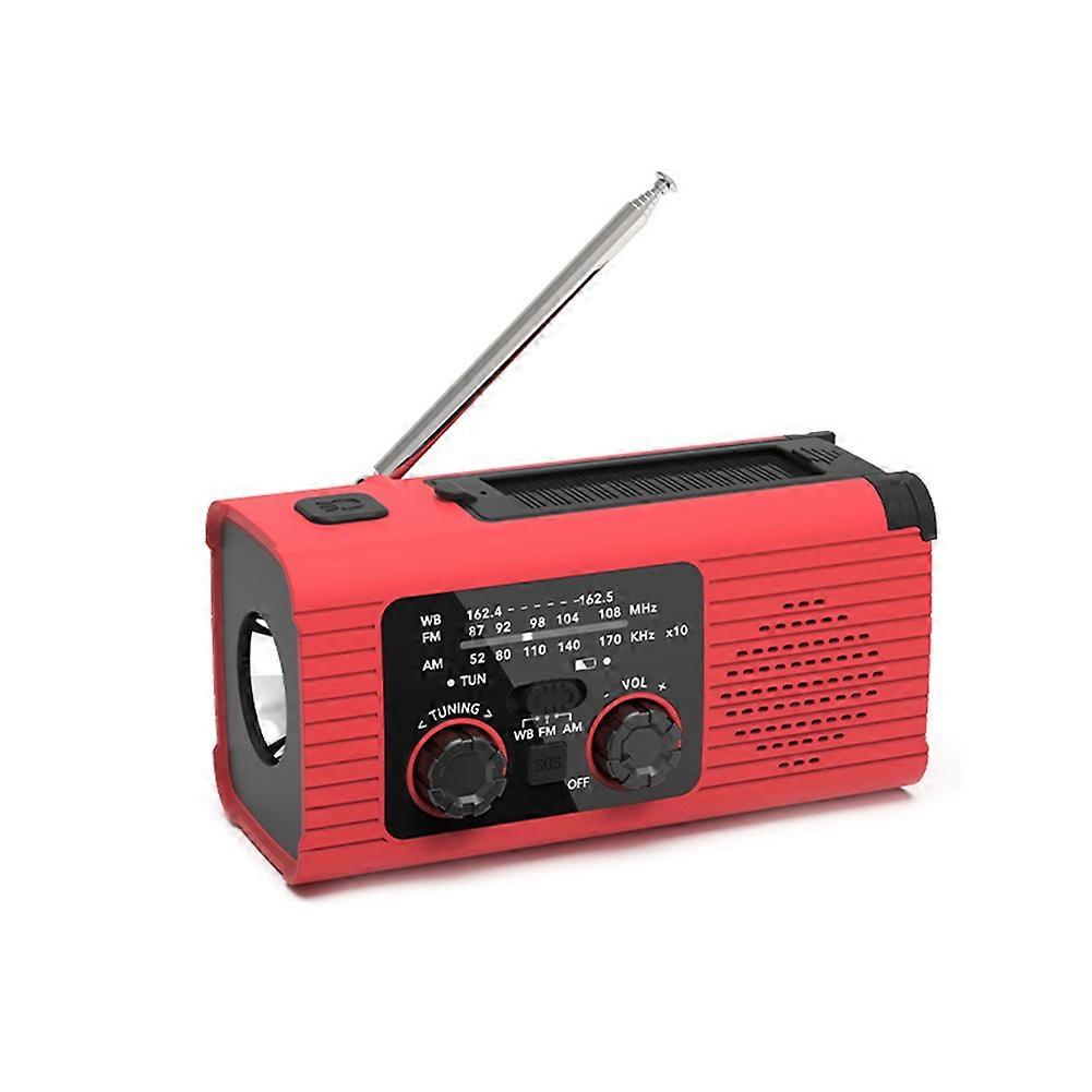 Tragbare 2000-mah-led-notleuchte Mit Sos-radio, Ideal Für Camping Und Outdoor-aktivitäten. Solaraufladbar, Mit Ukw-radio Und Perfekt Als Tragbares Rotlicht Geeignet.