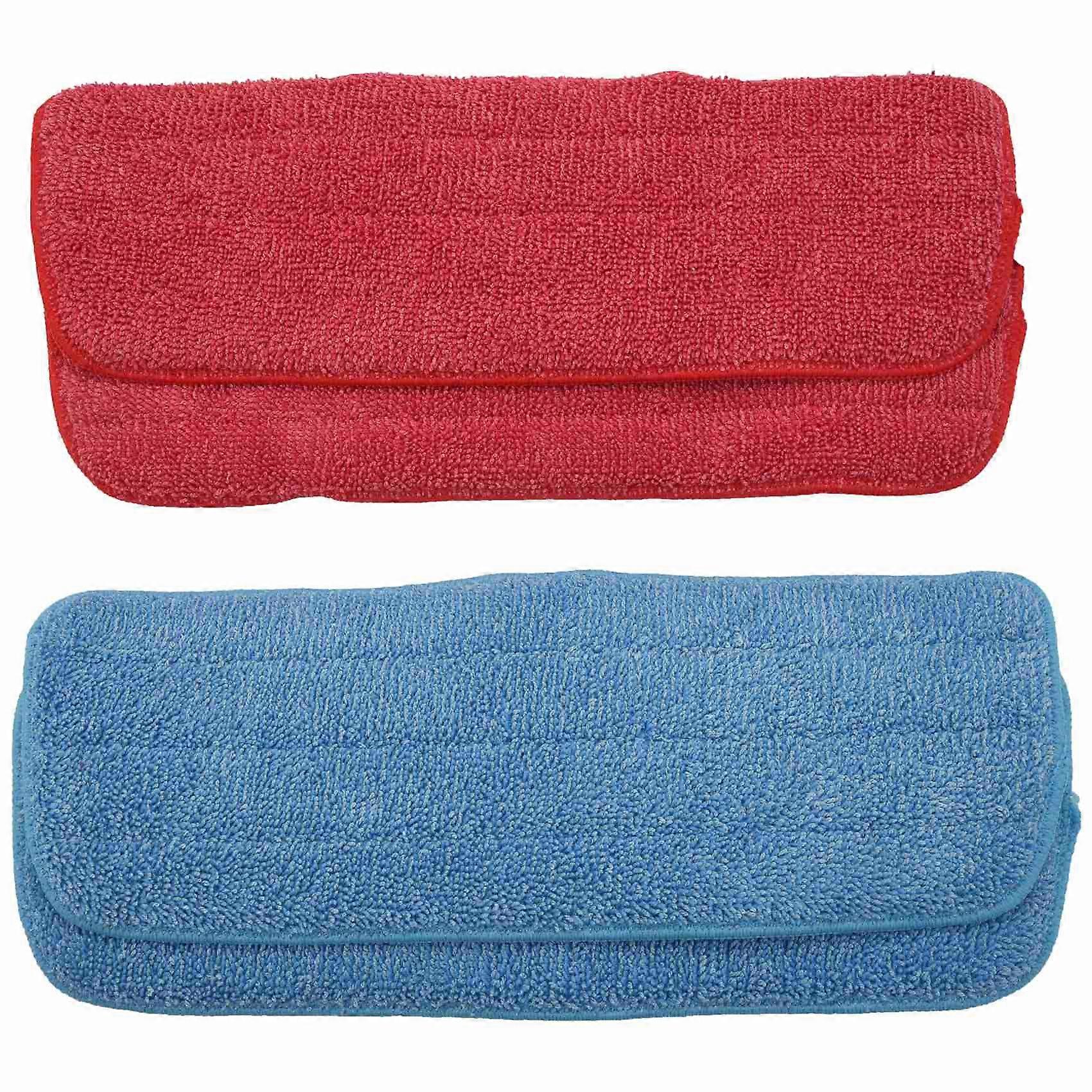 Set Mit 4 Ersatz-mikrofaserköpfen Für Fransenmopps, Trocken Oder Nass Verwendbar, Blau Und Rot.