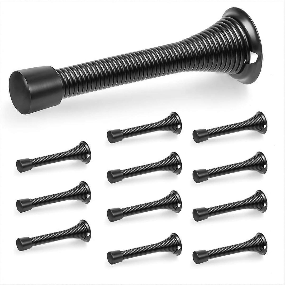 Schwarzer, Federbelasteter Türstopper, 12er-packung, Robuste Wandstopper, Flexible, Federbelastete Türstopper Zum Schutz Der Wand