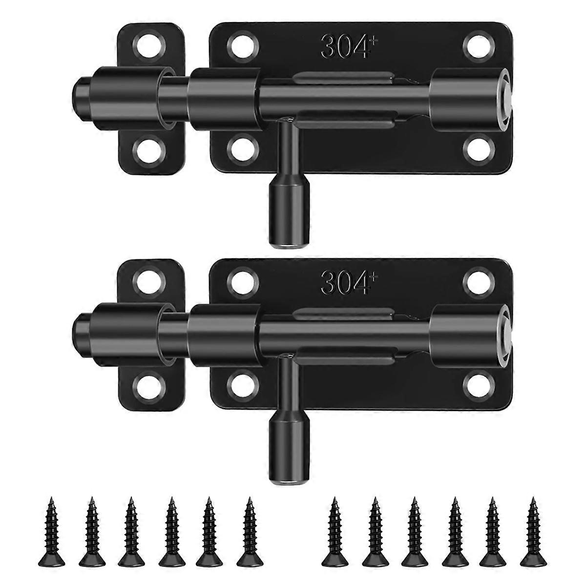 Set Aus 2 Edelstahl-schiebeschlössern Mit Schrauben, Für Gartentür, Badezimmertür, Fenster Oder Schlafzimmertür.