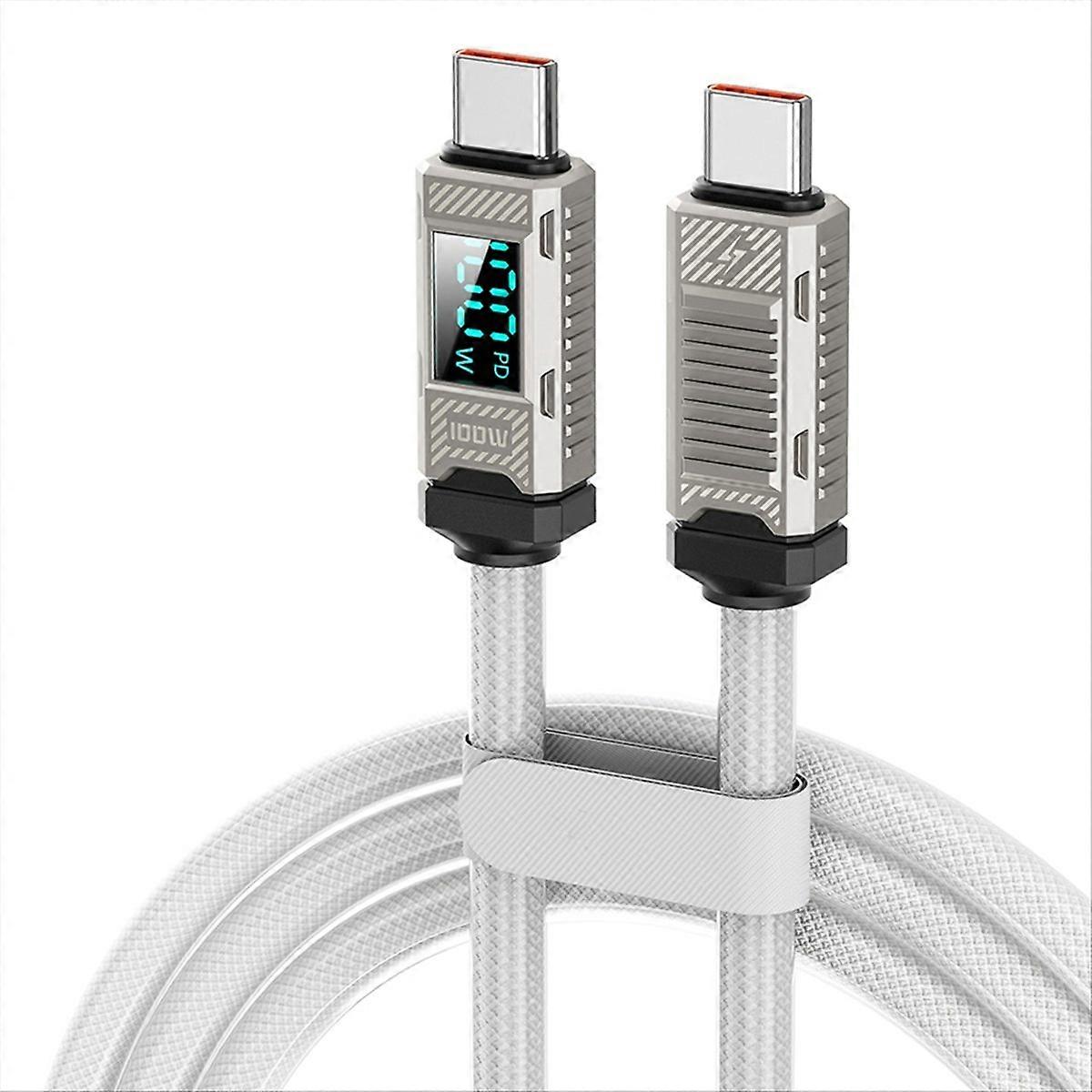 Usb-c-zu-usb-c-kabel Für Iphone 16 Und 15 Pro Max Mit Led Und Pd100w-ladegerät (weiß).