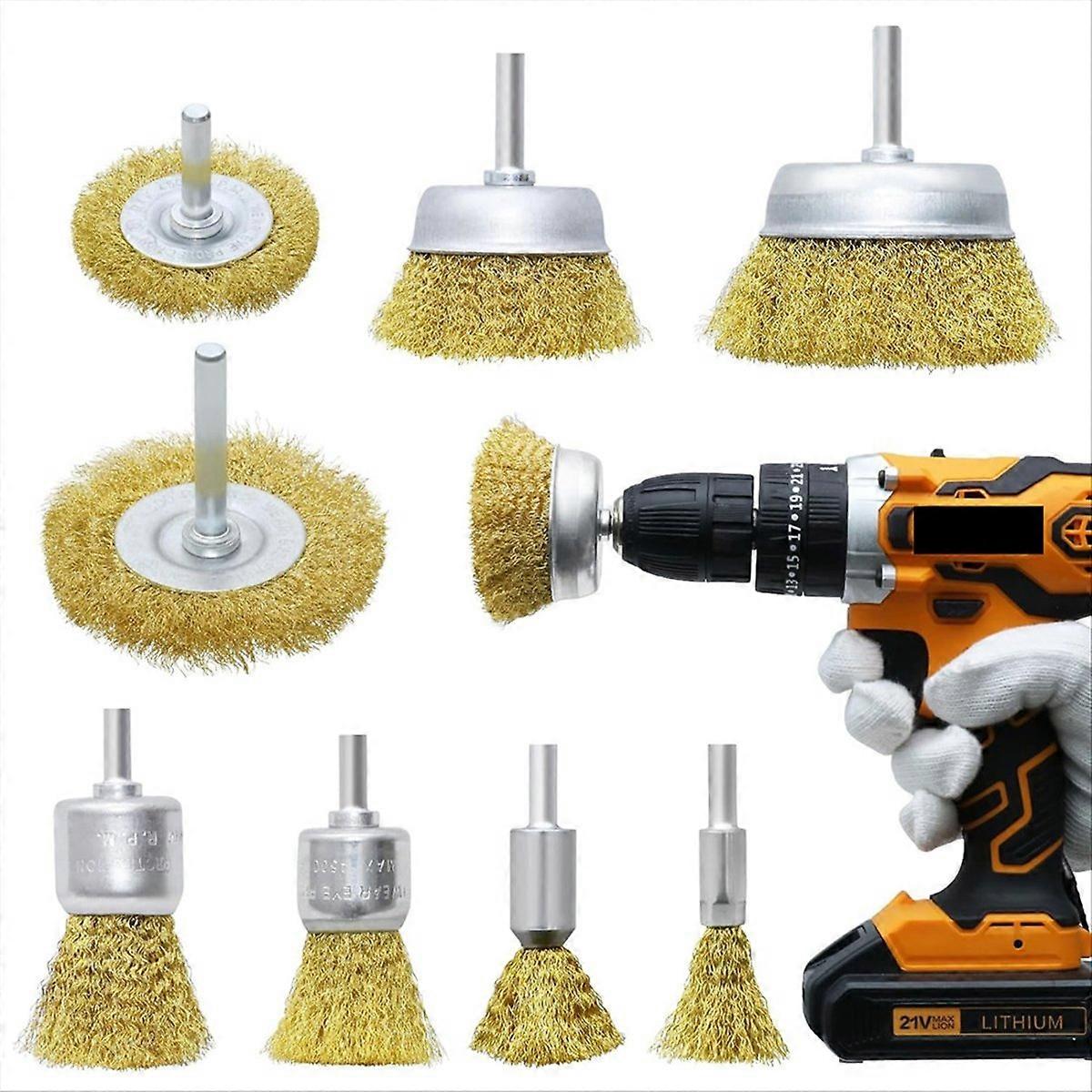 Set Mit 8 Messing-holzbürsten, Messing-metallbürsten, Gelb