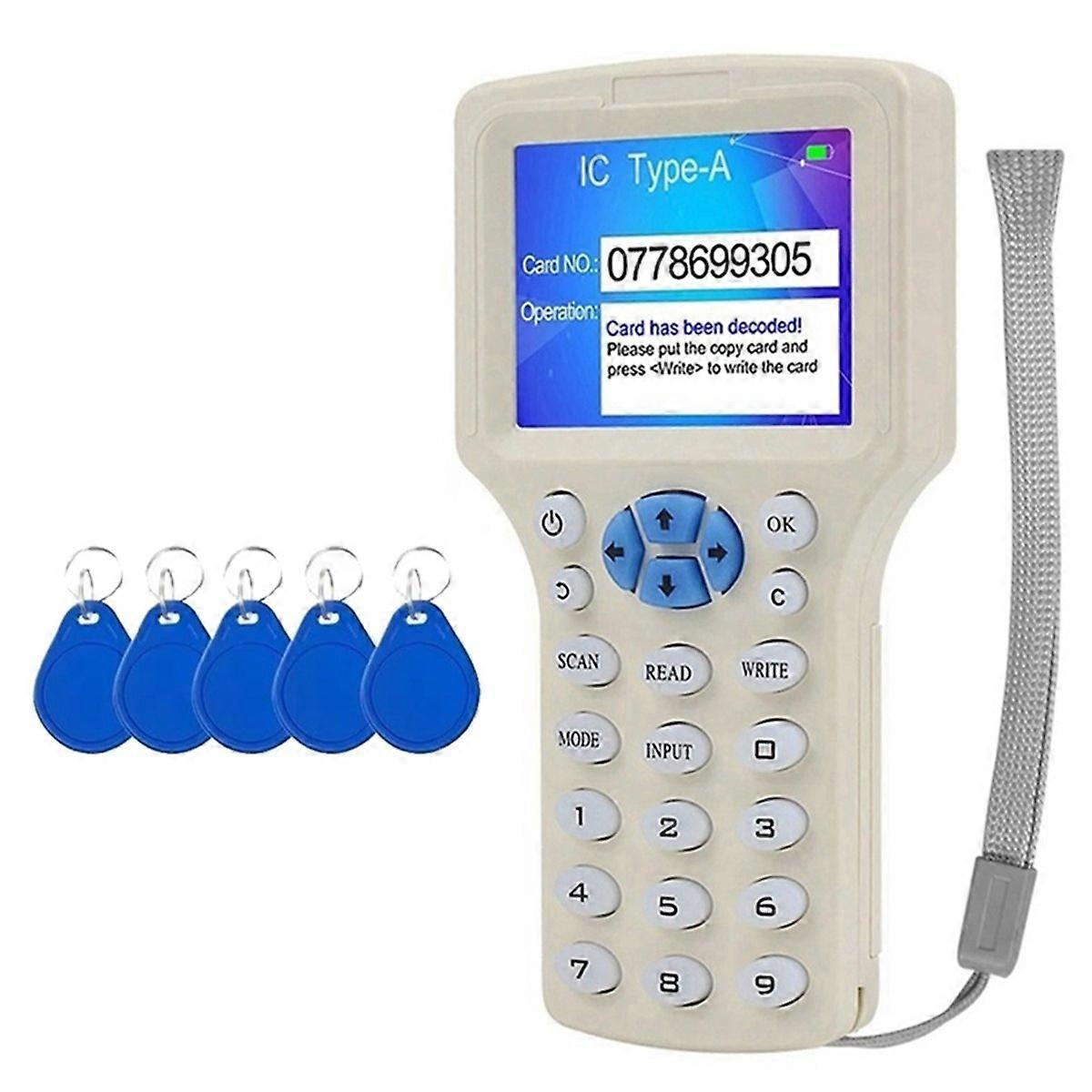 Nfc-rfid-smartcard-lesegerät + 5 Cuid-schlüsselanhänger, 125k 13,56 Mhz Rfid-duplikator, Ic/id-schlüsselprogrammierer, Rfid-schlüsselreplikator
