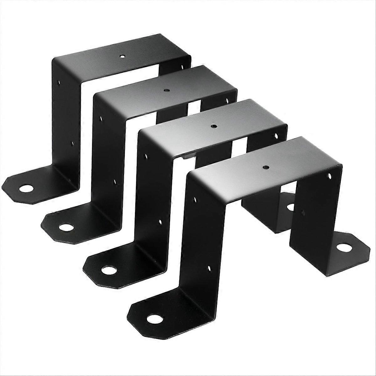 Set Mit 4 Schwarzen Pfostenclips Für Terrassenzäune, Kompatibel Mit U-förmigen Halterungen, Die Als Stützen Für Metallpfosten Verwendet Werden Können.
