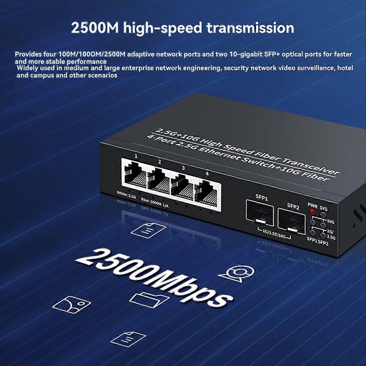 2,5g 4-port 2500 Mbps Ethernet-switch, Netzwerk-hub Mit 2 10g Sfp+ Ports, Internet-splitter, Einfache Installation (plug And Play).