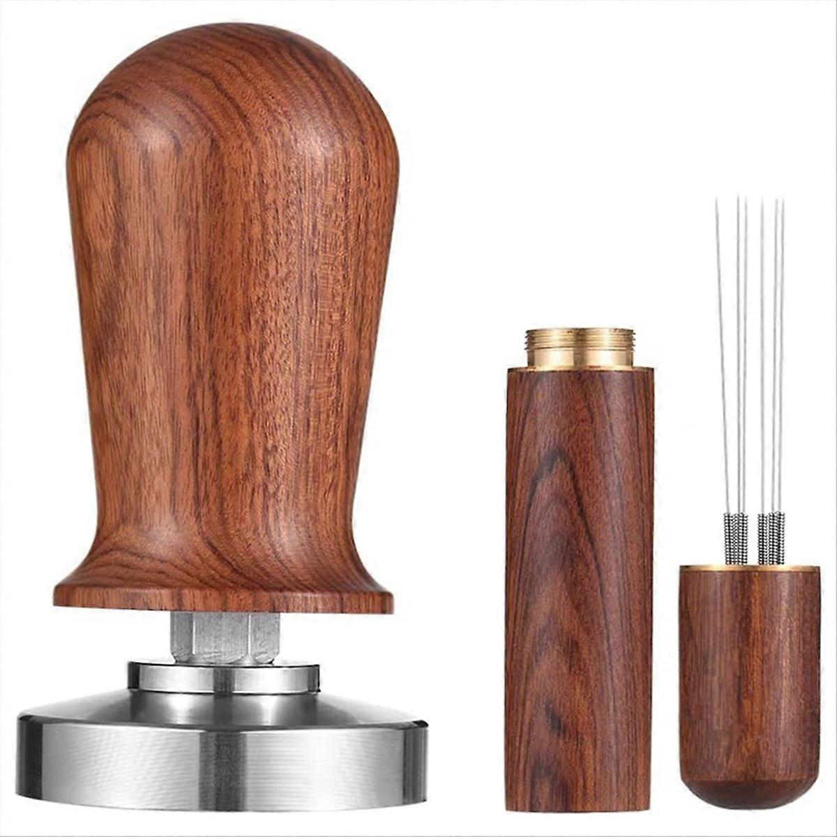 Wdt 58-mm-espresso-tamper- Und Rührset, Kalibrierter Tamper, Holzgriff Und Zubehör