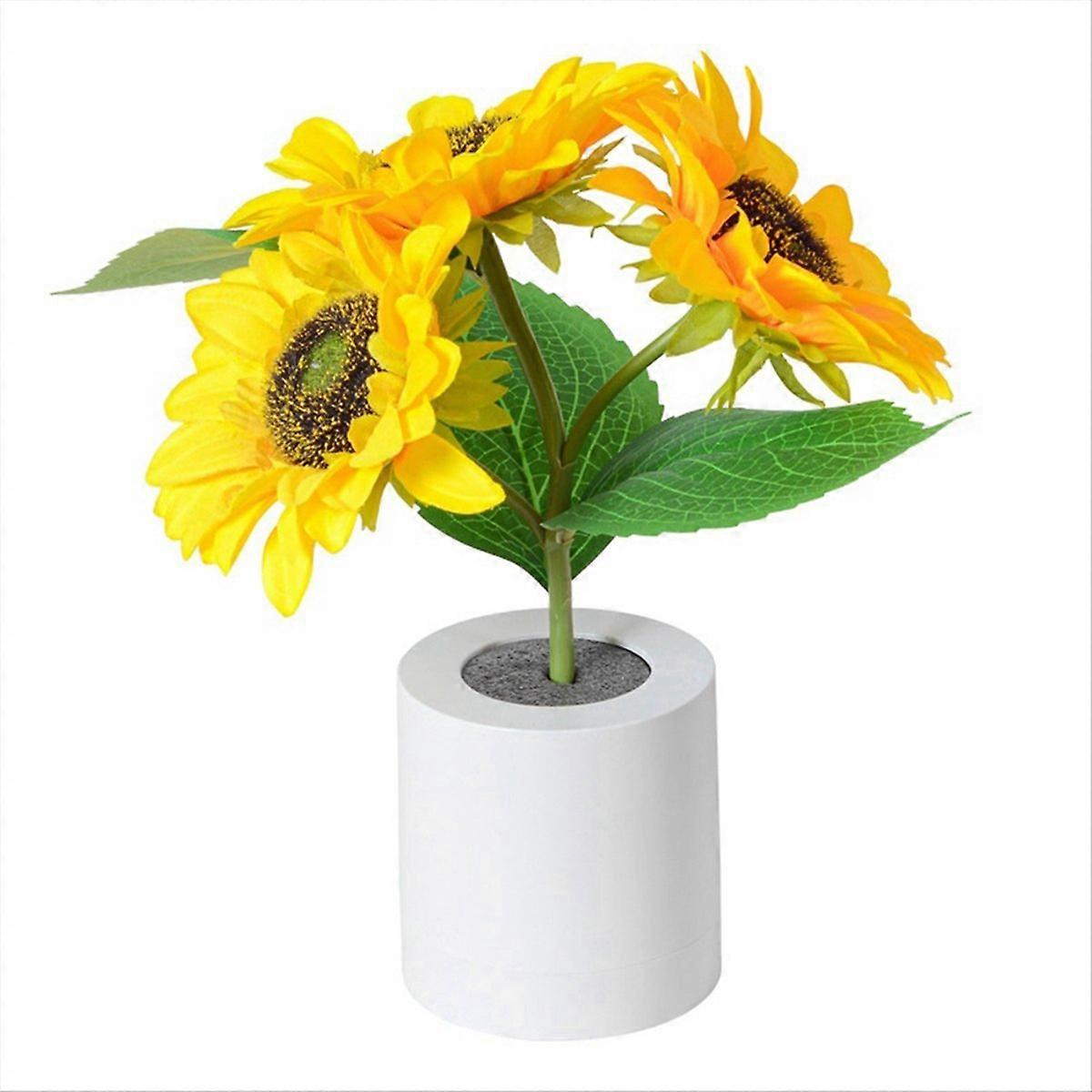 Wiederaufladbare Led-tischleuchte Mit Sonnenblumeneffekt Und Integriertem Nachtlicht