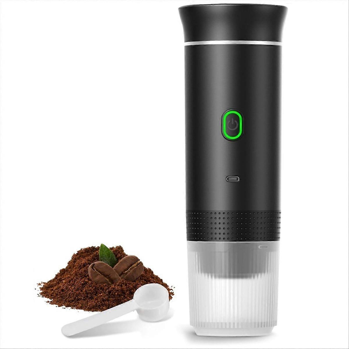 Tragbare, Kabellose Elektrische Espressomaschine Für Camping, Mit Kapseln Und Pulver, Ideal Für Reisen (schwarz).
