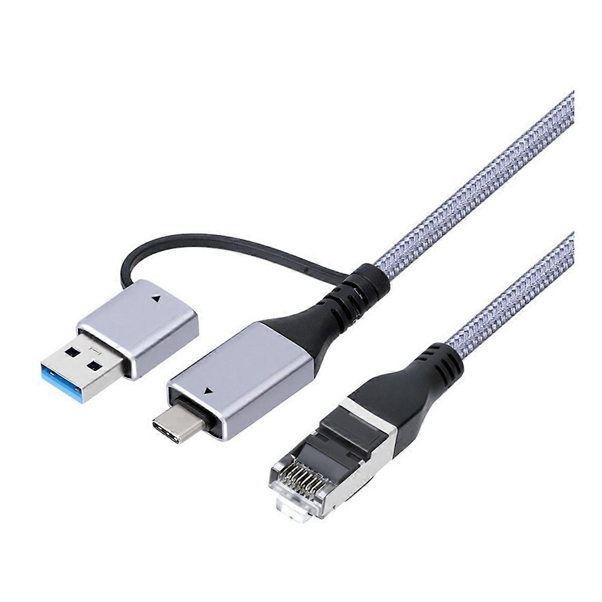 2-in-1 Gigabit-ethernet-kabel Typ-c/usb 3.0 Auf Rj45 Für Laptops, Geflochtenes Gigabit-netzwerkkabel