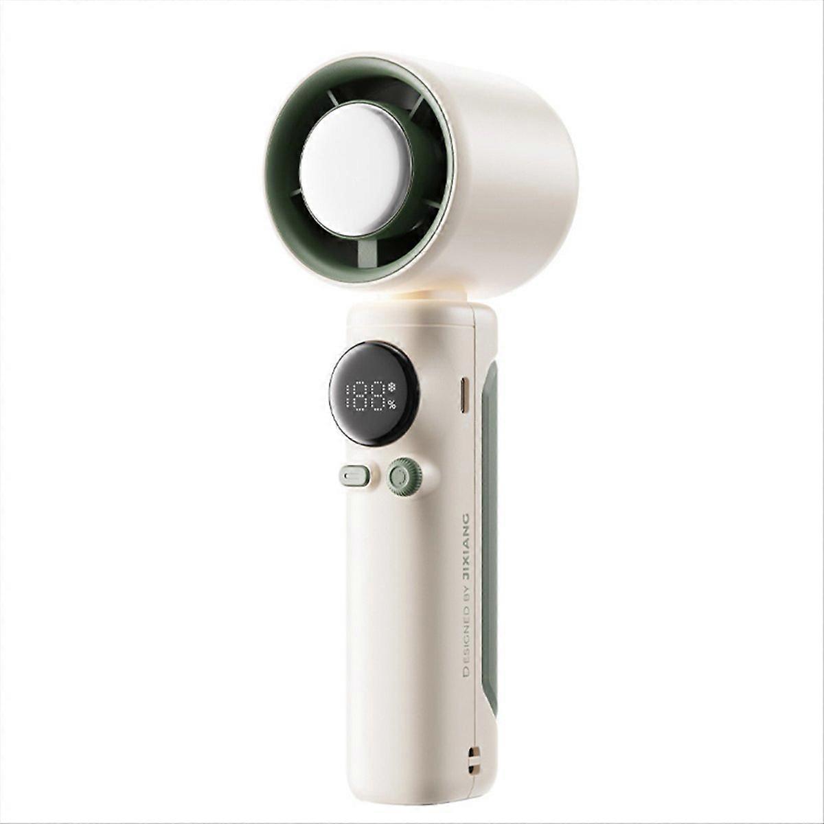 Tragbarer Turboventilator, 4000 Mah, Usb-aufladbar, Mit Led-digitalanzeige, Mini-hochgeschwindigkeits-reiseventilator, Weiß