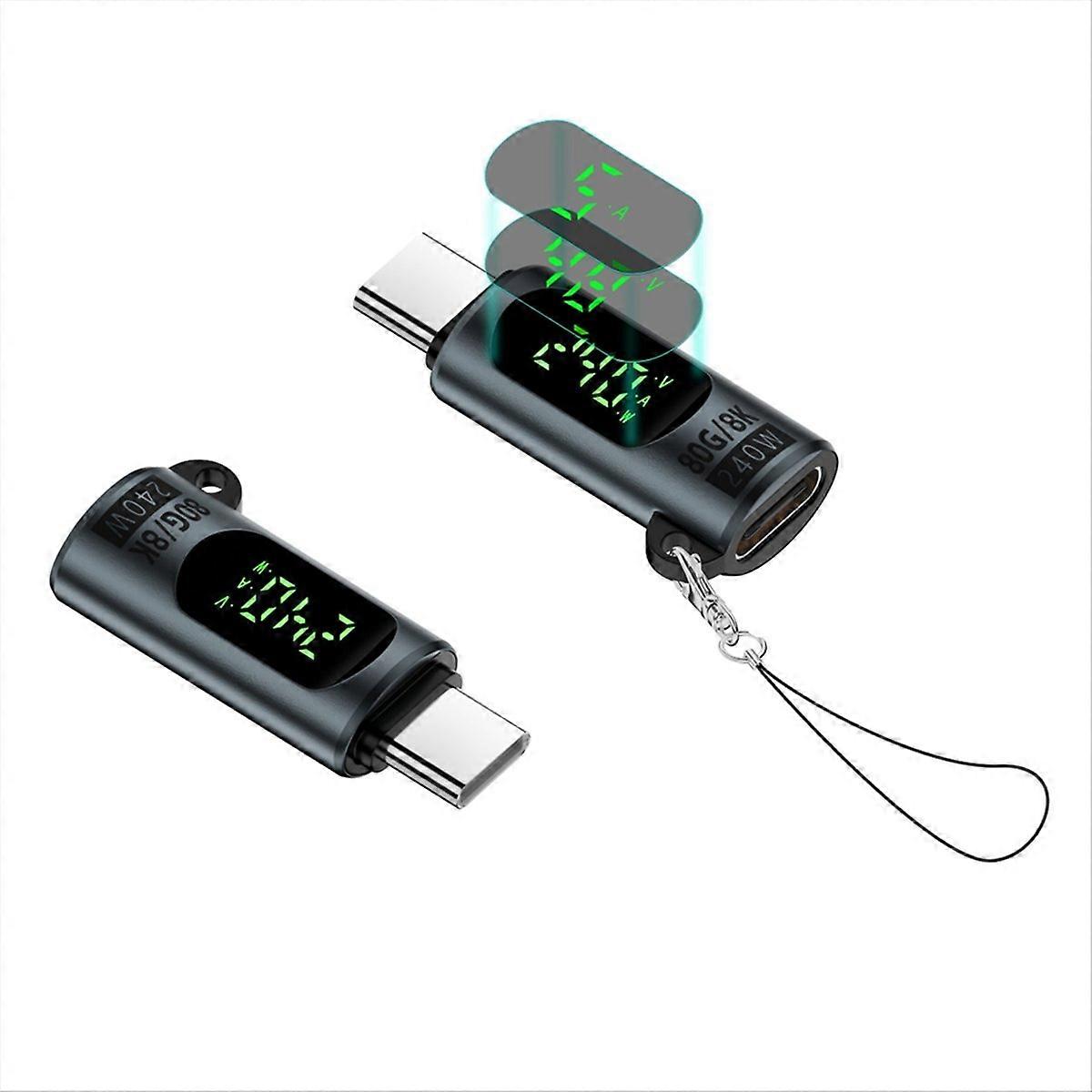 Usb 4.0 80-gbit/s-adapter Mit Digitalanzeige, Usb 4.0 Typ-c Auf Typ-c Otg-kabel, 240 W, 8k Grau