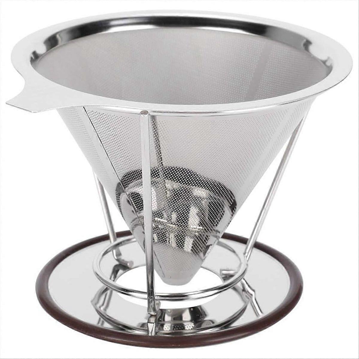 Wiederverwendbarer, Doppelwandiger Edelstahl-kaffeefilter Mit Ständer, Praktisches Zubehör Für Die Kaffeezubereitung. Kein Filterpapier Erforderlich.