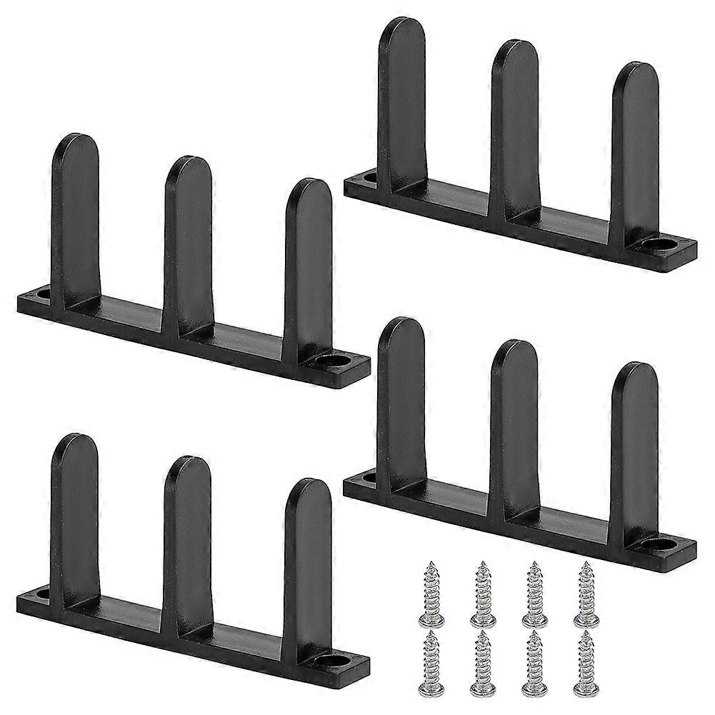 Set Mit 4 Bodenführungen Für Schiebetüren Von Kleiderschränken – Passend Für 3,5 Cm Dicke Türen, Schwarz, Inklusive Befestigungsschrauben