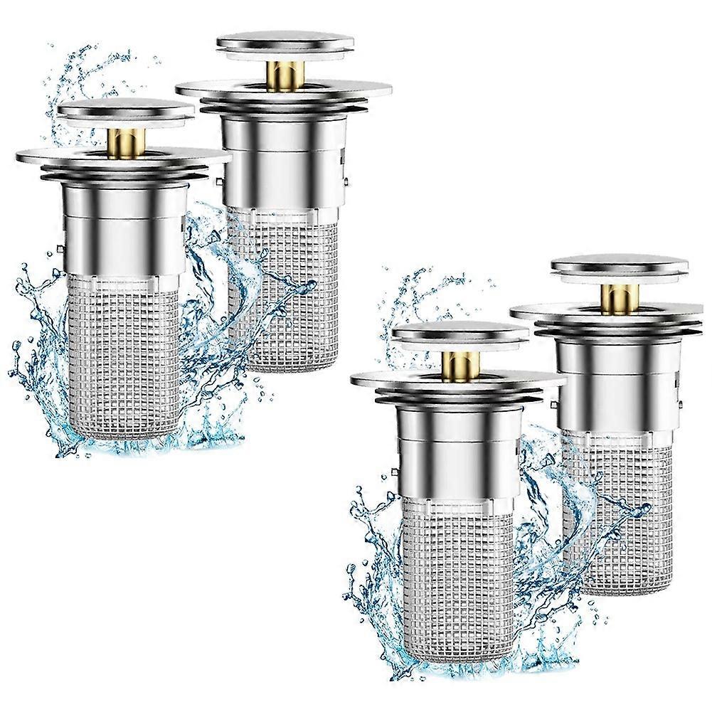 Set Mit 4 Spülbeckenstöpseln Für 2,8 Bis 3,3 Cm (1,1 Bis 1,29 Zoll), Pop-up-ablaufsieb Mit Herausnehmbarem Edelstahl-filterkorb