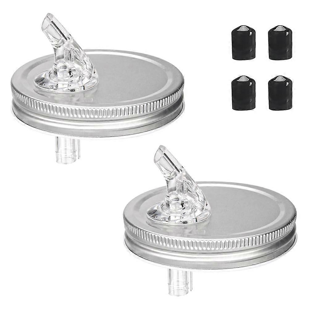 Set Mit 2 Weithals-ausgießdeckeln Für Mason-gläser, Kompatibel Mit 8,6 Cm (3,4 Zoll) Weithals-mason-gläsern Für Standard-getränkedosen (limonaden, Getränke, Bier)