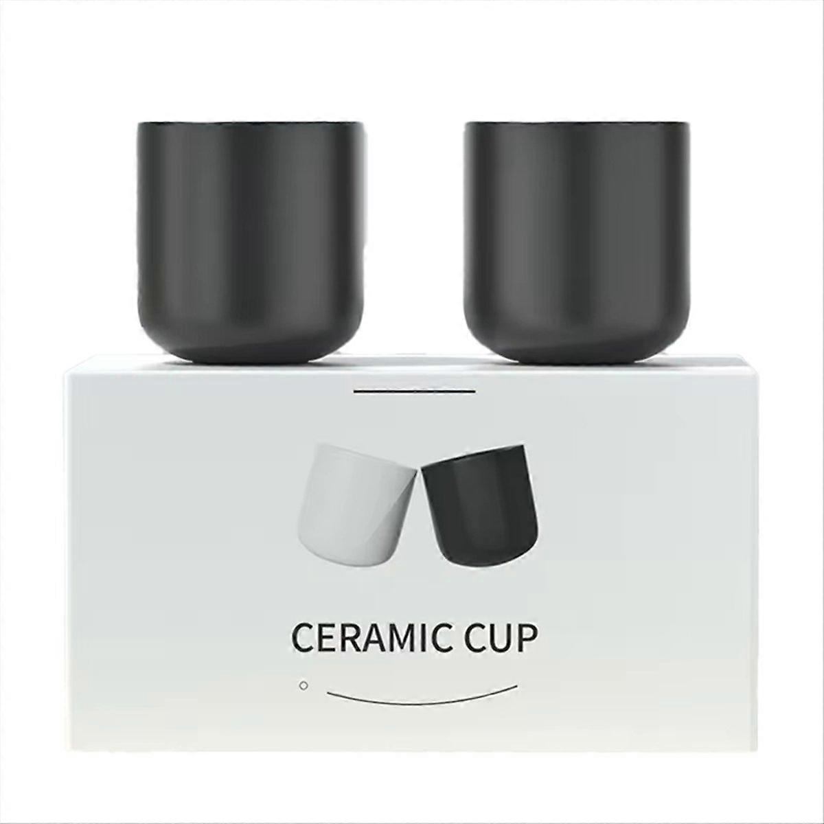 Set Aus 2 Schwarzen Keramik-kaffeetassen Für Espresso, Latte, Milchkaffee Und Cold Brew. Dickes Design, Ideal Für Küche Und Haushalt.