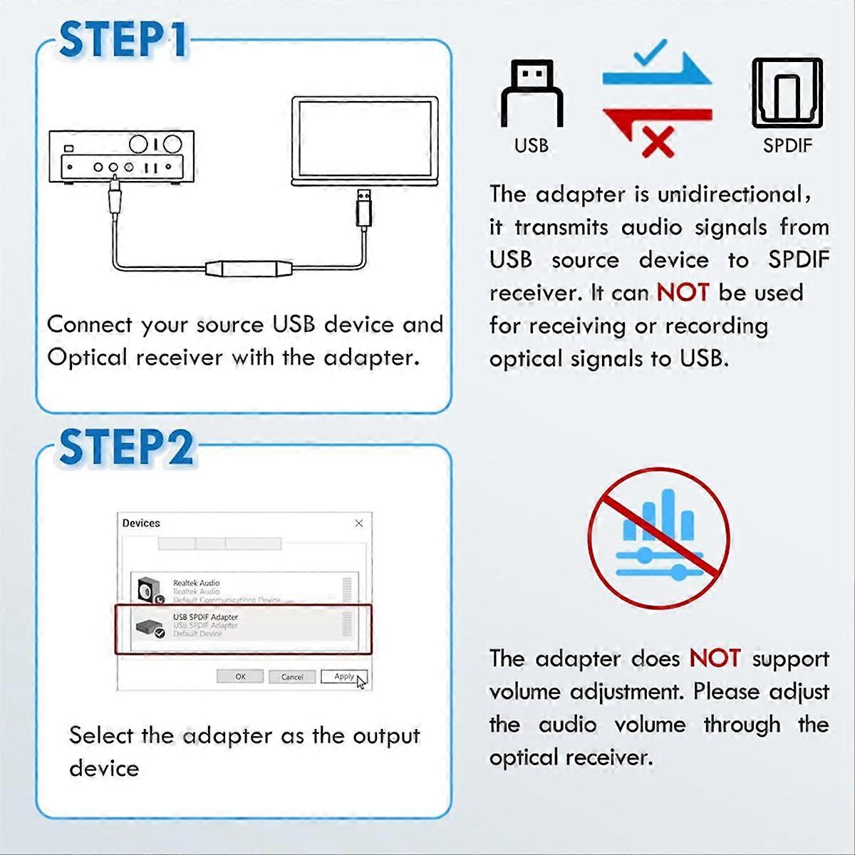 Usb-auf-optischer Audioadapter, Usb-a-auf-spdif-soundkarte Mit Optischem Ausgang Für Laptops