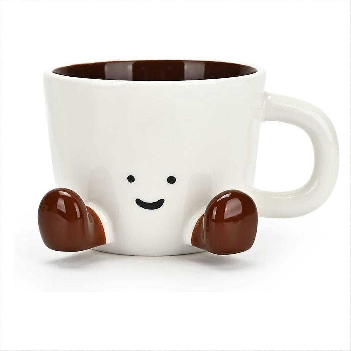 Kaffeetasse, Hübsche Und Stylische Tasse Für Frauen, 380 Ml (12,8 Oz) Keramiktasse Für Kaffee/tee, Geschenktasse Fürs Büro, Karamellfarben