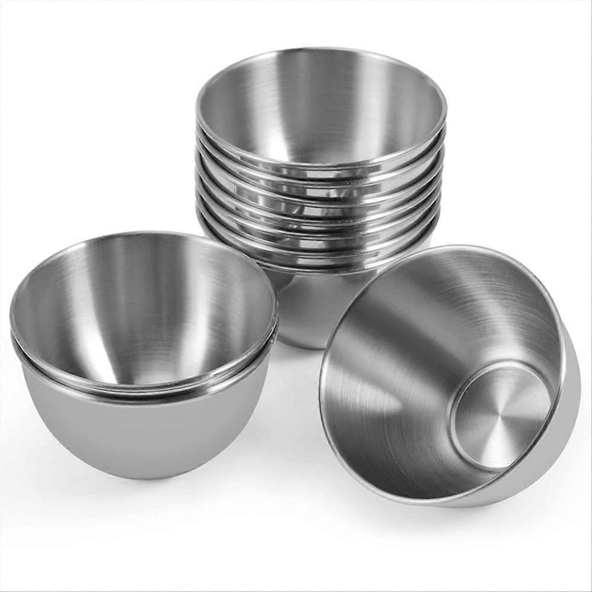Set Mit 10 Edelstahl-saucenschalen, 8,4 Cm (3,3 Zoll), Sushi-schalen, Silberfarben