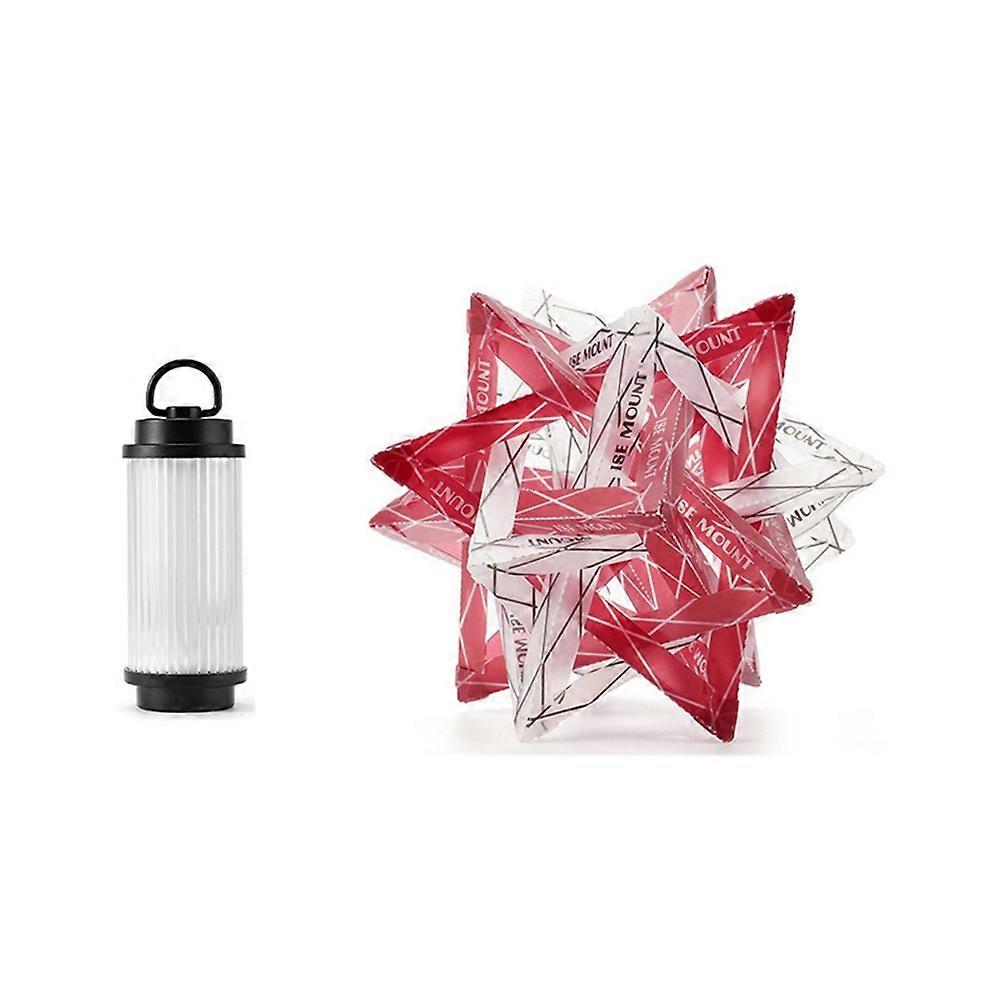 Ise Mount Campinglampe, Lampenschirm Mit Polarstern, Flacher Goldener Lampenschirm, Zuckerlampenschirm, Campinglampe + Roter Und Weißer Lampenschirm