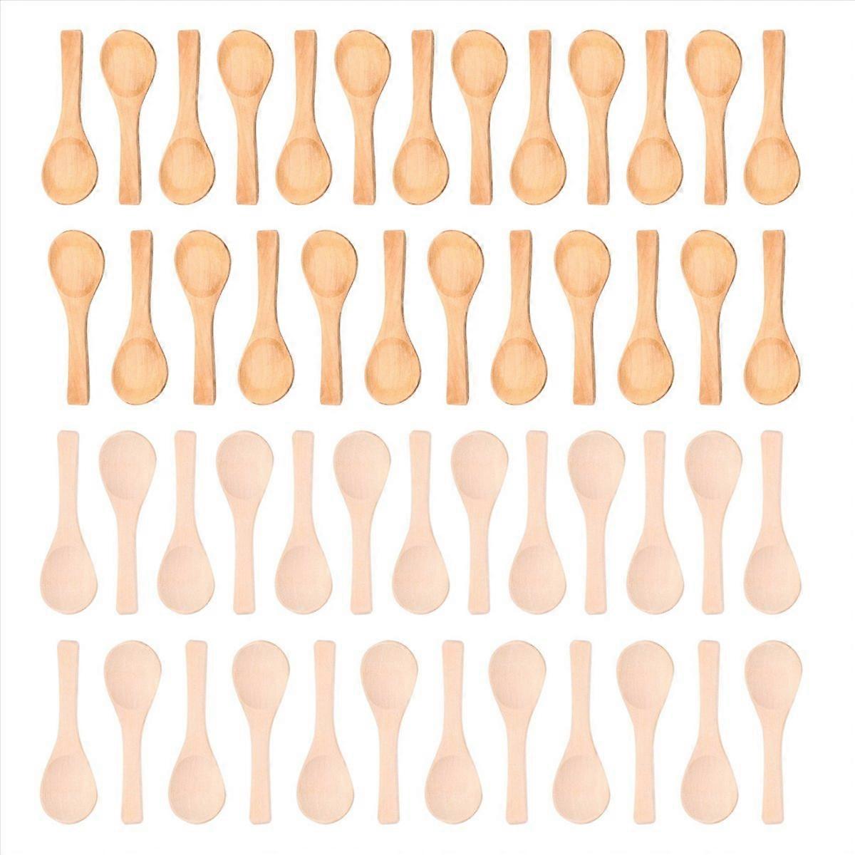 50 Mini-löffel Aus Naturholz Für Die Küche (verschiedene Farben)
