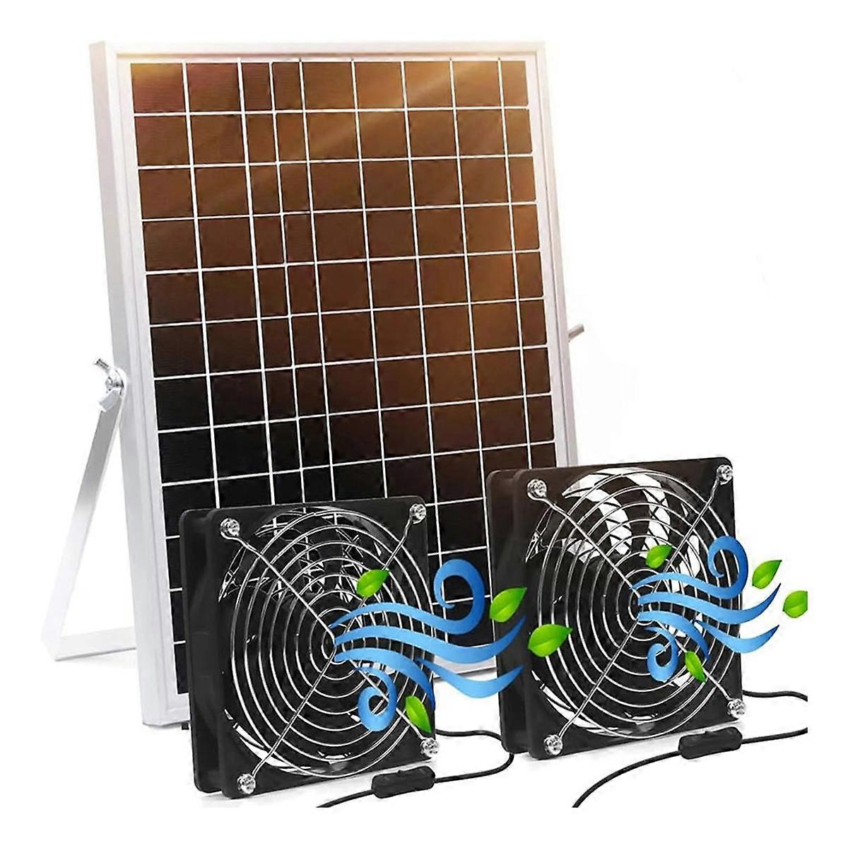 Solarventilator, 15-w-solarpanel Mit 2 Wasserdichten Ventilatoren Für Hühnerställe, Gewächshäuser, Belüftung (lufteinlass Oder -auslass).