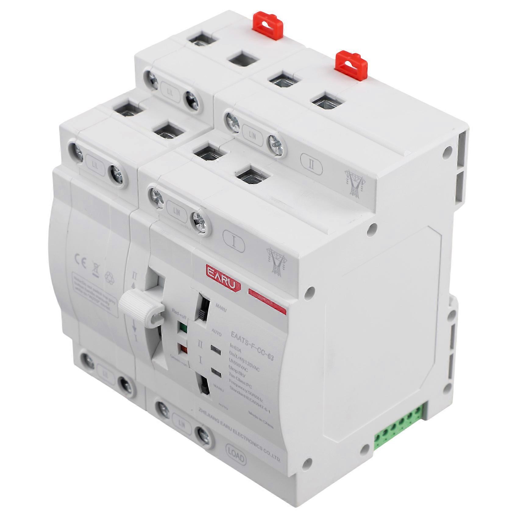 Earu Ats 4p 63a Automatischer Umschalter Für Zwei Stromversorgungen, 110v 4p Notstrom-umschalter (2 Stück)