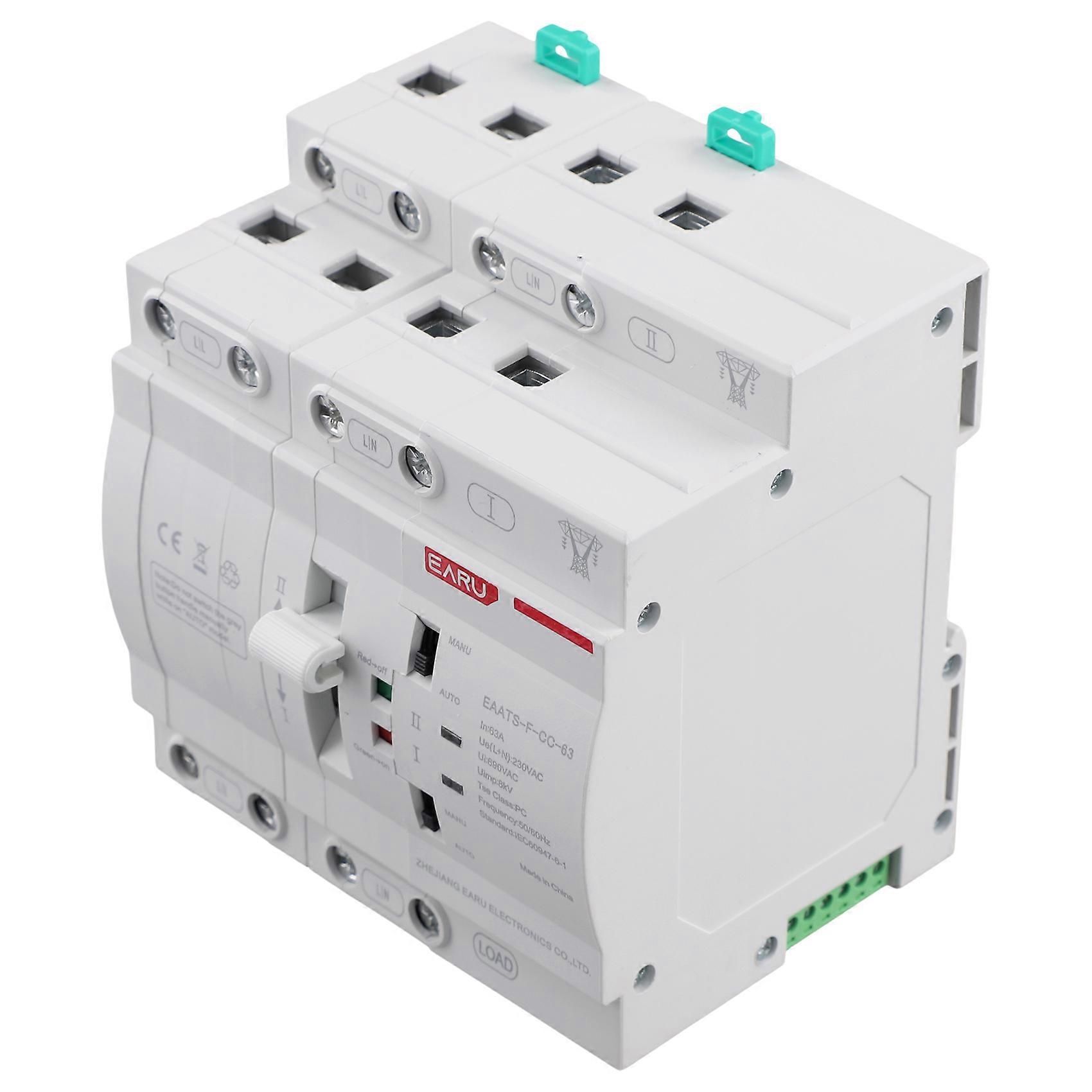 Earu Ats 4p 63a Automatischer Umschalter Für Zwei Stromversorgungen, 220v 4p Notstrom-umschalter (2 Stück)