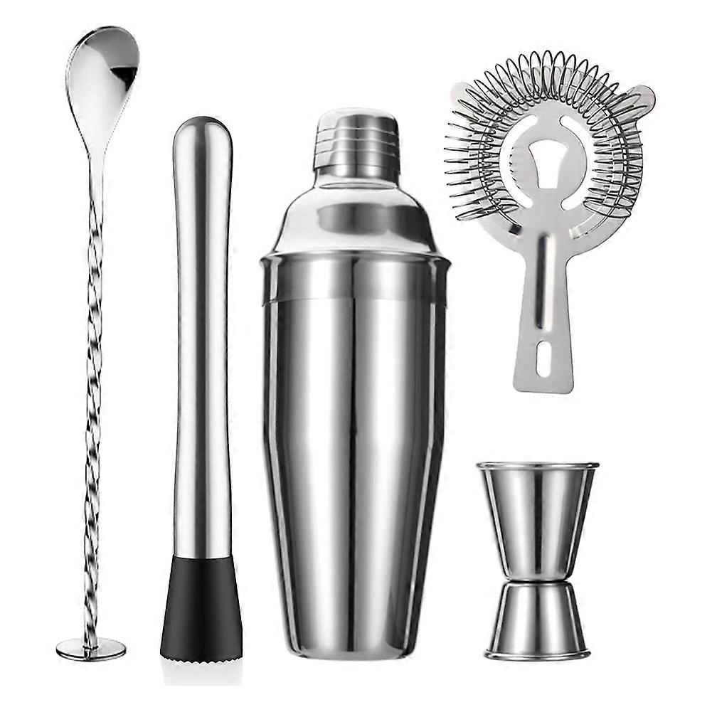 5-teiliges Cocktailset: Shaker, Barsieb Und Messbecher.