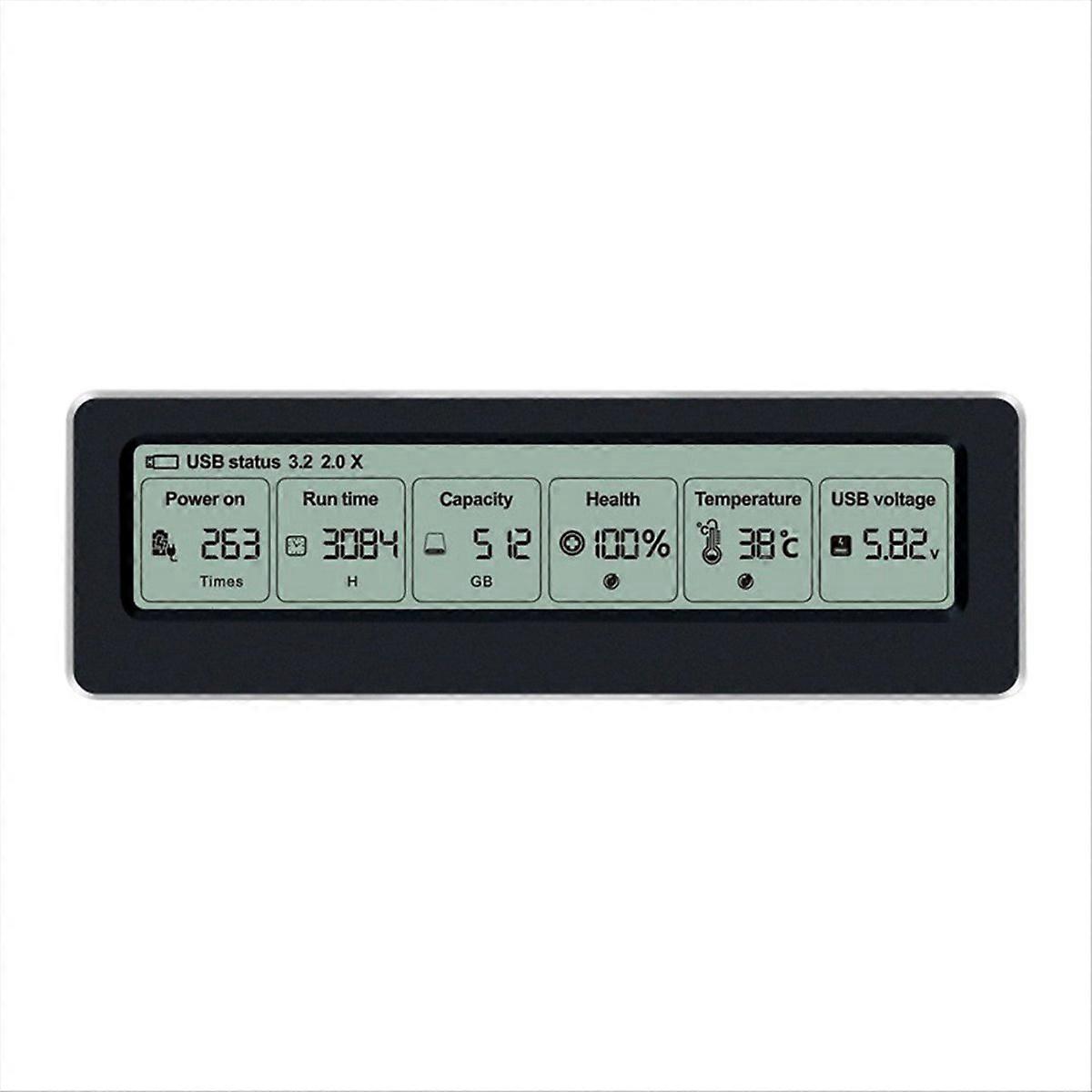 M.2 Nvme/ngff Ssd-gehäuse Mit Display, Intelligenter Zustandsüberwachung Und 10-gbit/s-usb-3.2-typ-c-ssd-adapter