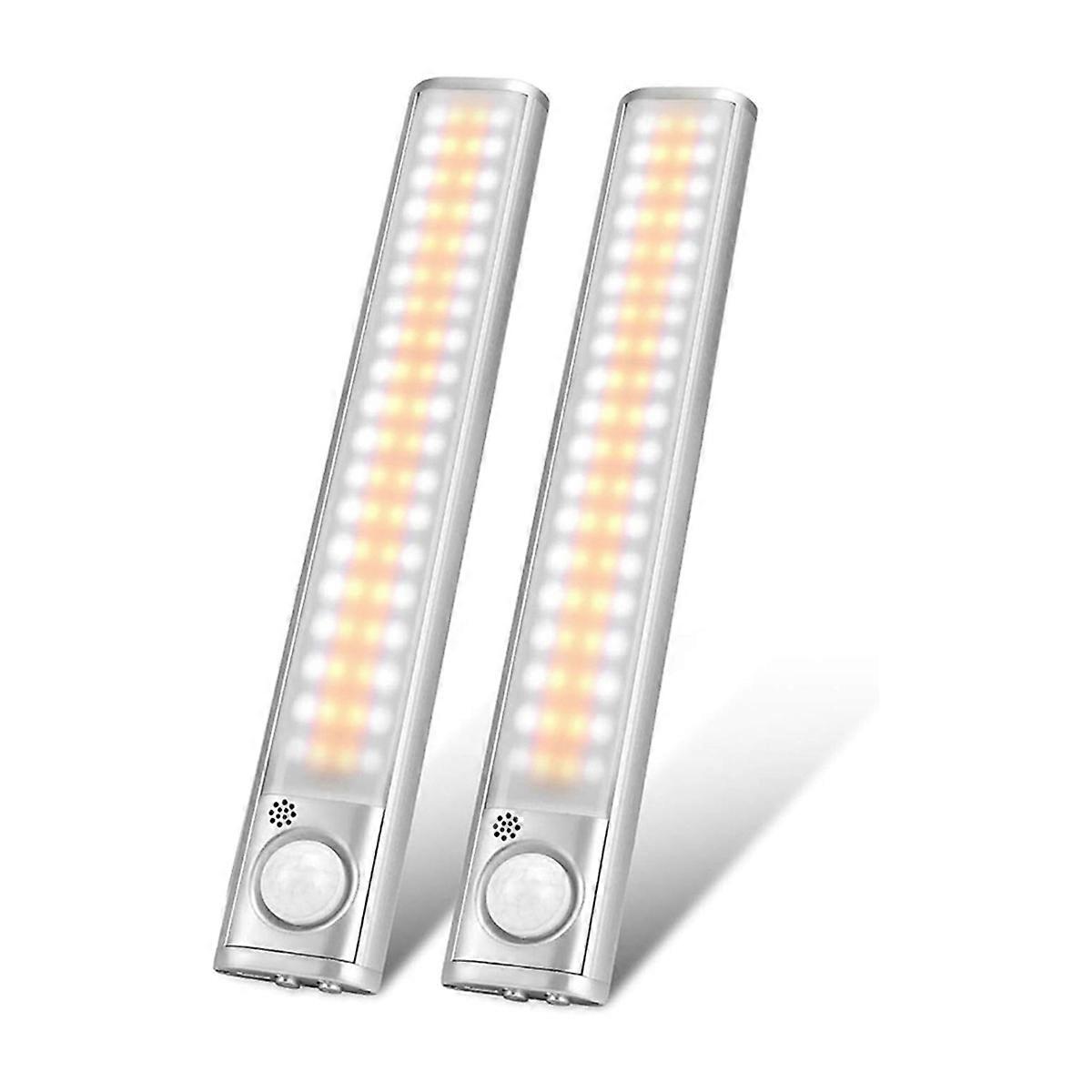 Set Mit 2 Led-bewegungsmelderleuchten Für Den Kleiderschrank, 40 Cm, Usb-aufladbar, 80 Leds, Nachtlichter Für Küche, Ankleidezimmer, Garage, Schlafzimmer.